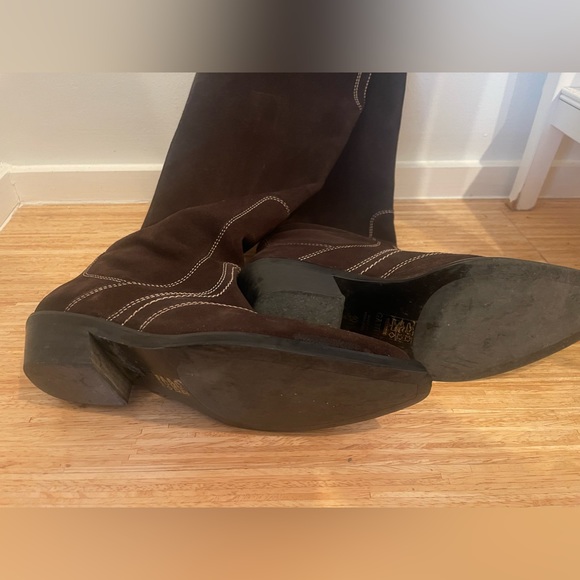 Ganni knee high dark brown western suede boots sz 40 - Picture 6 of 6